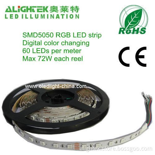 Colour Changing 60pcs/meter Smd 5050 Rgb Led Strip Light Ribbon Controllable